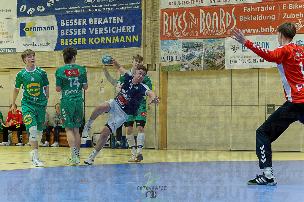 mJB Pokalrunde dt. Meisterschaft, TV Hüttenberg - TSV GWD Minden | mJB Pokalrunde dt. Meisterschaft, TV Hüttenberg - TSV GWD Minden am 15.03.2025 in Münchholzhausen (Sporthalle Münchholzhausen)Photo © 2025 - Jörg Heinrich - Realisiert mit Pictrs.com