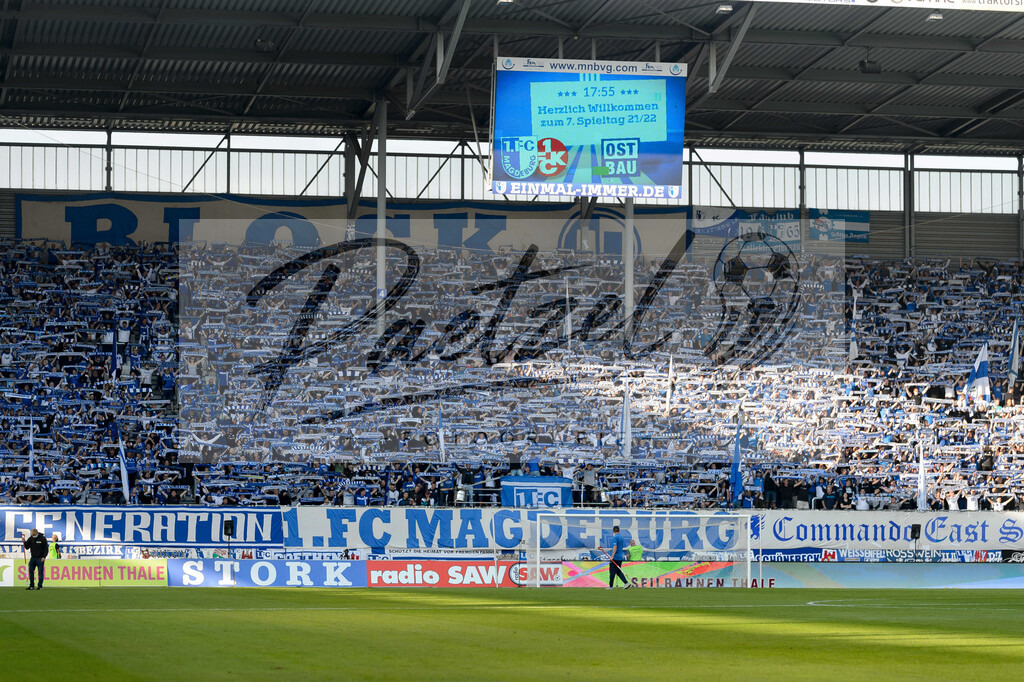 FCMFCK20210904_100 | Fussball, Herren: . Fans vom 1. FC Magdeburg beim Spiel der 3. Liga zwischen 1. FC Magdeburg und 1. FC Kaiserslautern in der MDCC-Arena am 04.09.2021 in Magdeburg, Deutschland.DFB / DFL REGULATIONS PROHIBIT ANY USE OF PHOTOGRAPHS AS IMAGE SEQUENCES AND/OR QUASI-VIDEO. - Realisiert mit Pictrs.com