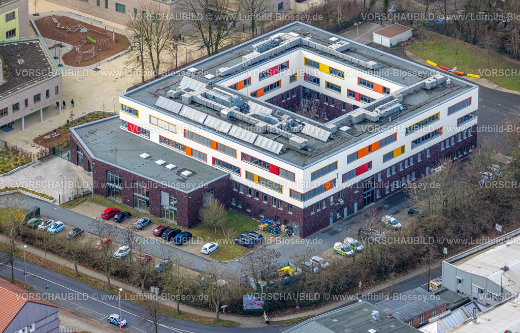 Velbert251201153 | , Luftbild, Martin-Luther-King-Schule mit Innenhof, quadratischer Bau, Velbert, Bergisches Land, Nordrhein-Westfalen, Deutschland