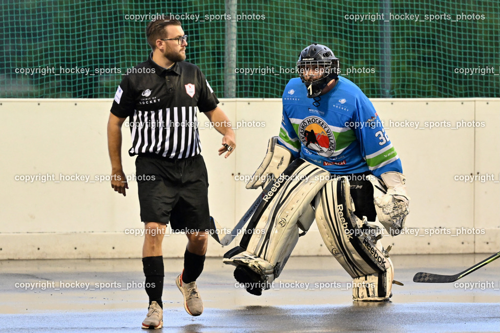 VAS Ballhockey Villach vs. ASKÖ Villach Ballhockey | Samrock Markus Referee, #32 Baumann Rene, VAS Ballhockey Villach vs. ASKÖ Villach Ballhockey, VAS Ballhockey Villach vs. ASKÖ Villach Ballhockey am 28.05.2025 in Villach (Alpen Arena ), Austria, (Photo by Bernd Stefan)