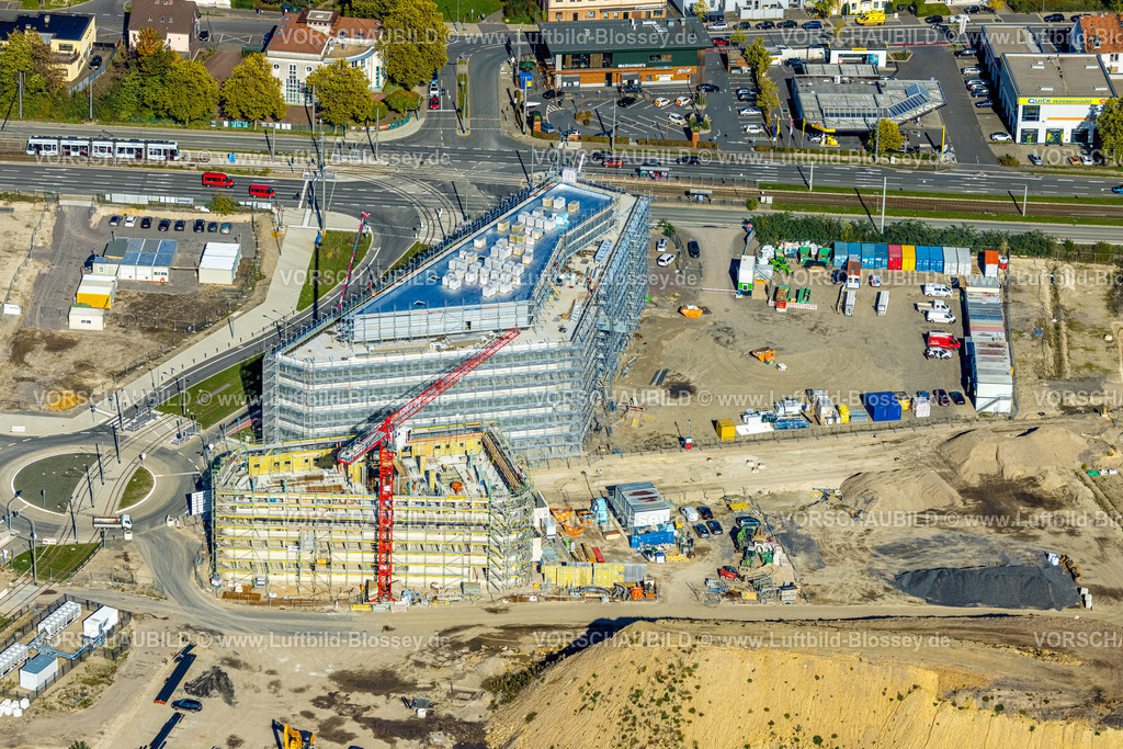 Bochum221000145 | Luftbild, Baustelle und Neubau, Wissenschafts- und Technologiequartier Mark 51/7, ehemaliges Opel Gelände, Laer, Bochum, Ruhrgebiet, Nordrhein-Westfalen, Deutschland
