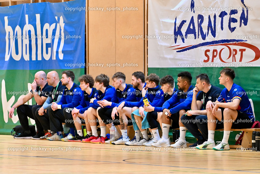 SC Ferlach vs. HSG Bärnbach/Köflach 30.3.2024 | Spielerbank SC Ferlach, SC Ferlach vs. HSG Bärnbach/Köflach 30.3.2024, SC Ferlach vs. HSG Bärnbach/Köflach am 30.03.2024 in Ferlach (Ballspielhalle Ferlach), Austria, (Photo by Bernd Stefan)