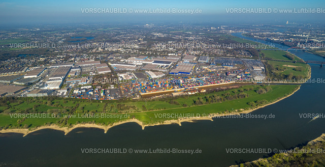 Duisburg250401341LogPort1Rheinhausen | Luftbild, duisport, logport I Rheinhausen, logport 1,  Containerhafen, Duisburg Hafen D3T Duisburg Trimodal Terminal, AutomobilLogistik, Friemersheim, Duisburg, Ruhrgebiet, Nordrhein-Westfalen, Deutschland