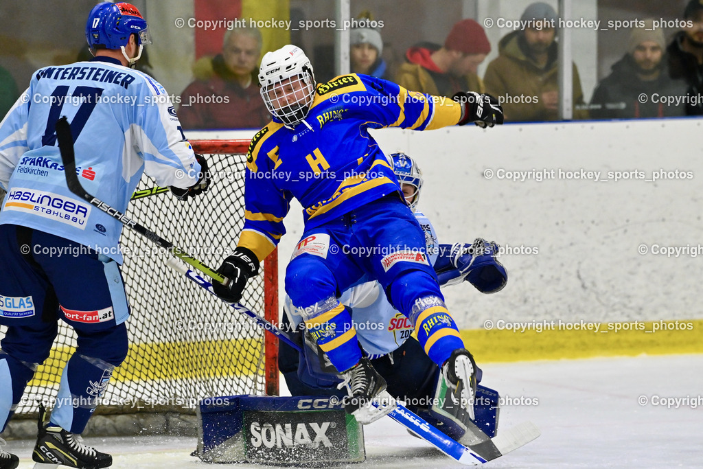 EHC Althofen vs. ESC Steindorf 6.3.2024 | #17 Untersteiner Stefan ESC Steindorf, #63 Hammerle Simon EHC Althofen, #72 Moser Lucas ESC Steindorf, EHC Althofen vs. ESC Steindorf 6.3.2024, EHC Althofen vs. ESC Steindorf am 06.03.2024 in Althofen (Stadthalle Althofen ), Austria, (Photo by Bernd Stefan)