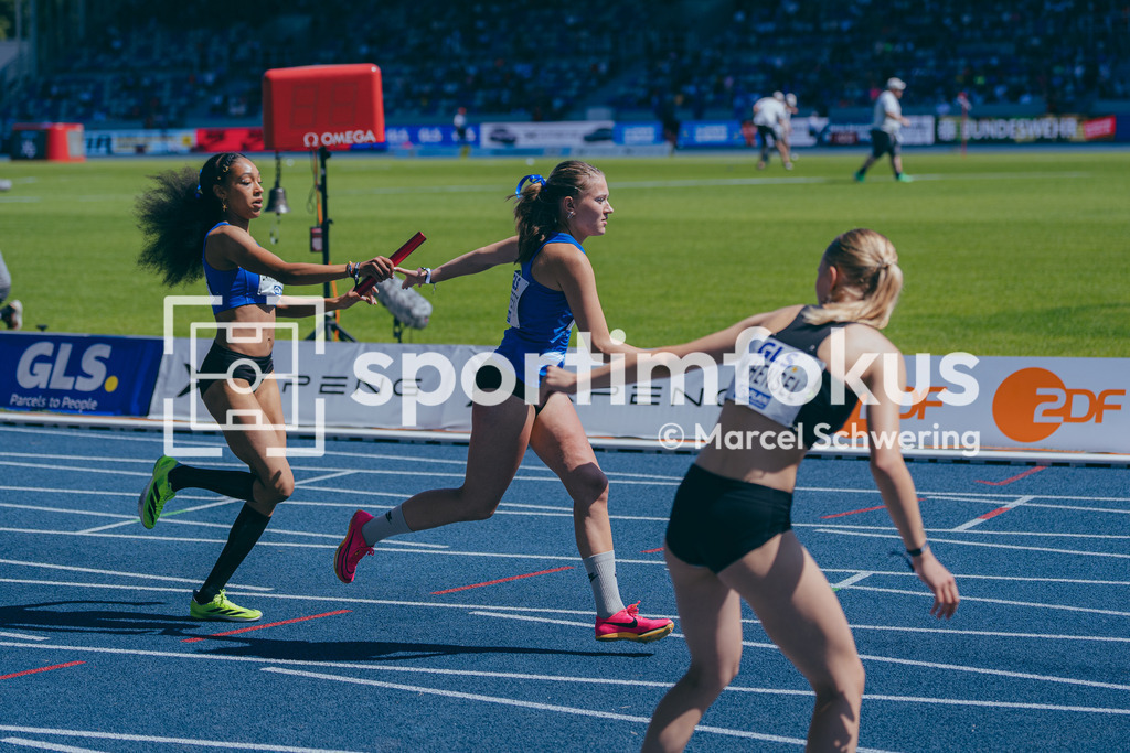Deutsche Meisterschaften der Frauen und Männer 2026 | U20 4x400-Meter-Staffel, Deutsche Meisterschaften der Frauen und Männer 2026, Lohrheidestadion Bochum-Wattenscheid, 25.07.2026. Foto: Marcel Schwering / sportimfokus - Realisiert mit Pictrs.com
