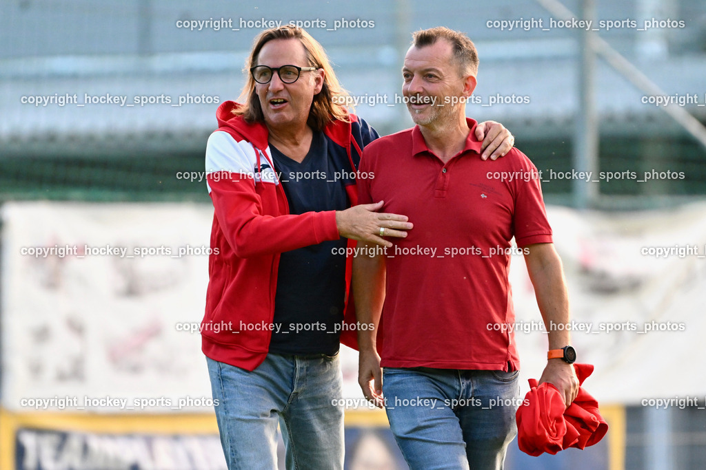 KAC 1909 vs. SAK | Headcoach SAK Richard Huber, Headcoach KAC 1909 Rudolf Perz, KAC 1909 vs. SAK, KAC 1909 vs. SAK am 06.09.2024 in Klagenfurt (Sportplatz KAC), Austria, (Photo by Bernd Stefan)