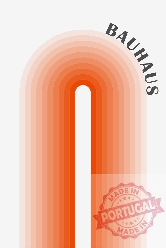 Bauhaus style abstract arch orange gradient design | Abstract Bauhaus style poster with multiple orange arches on a white background - Realized with Pictrs.com