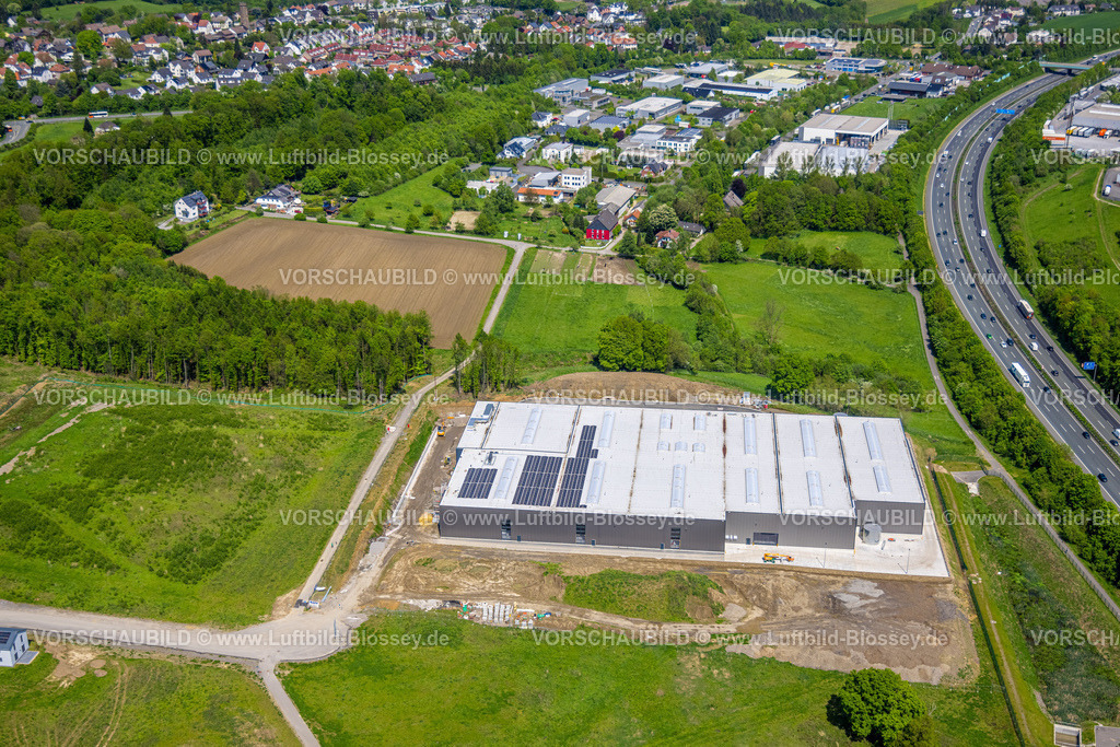 Wetter230502931 | Luftbild, Goldbeck Firmengebäude, Baugebiet für Gewerbepark Schwelmer Straße an der Autobahn A1, Grundschöttel, Wetter, Ruhrgebiet, Nordrhein-Westfalen, Deutschland