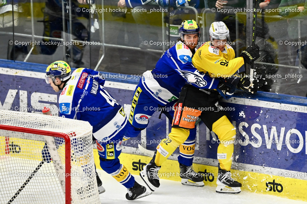 EC IDM Wärmepumpen VSV vs. Vienna Capitals | #92 Lorenz Lindner Vienna Capitals, #8 Maximilian Rebernig EC VSV, #40 Elias Wallenta EC VSV, EC IDM Wärmepumpen VSV vs. Vienna Capitals, EC IDM Wärmepumpen VSV vs. Vienna Capitals am 28.01.2026 in Villach (Stadthalle Villach), Austria, (Photo by Bernd Stefan)