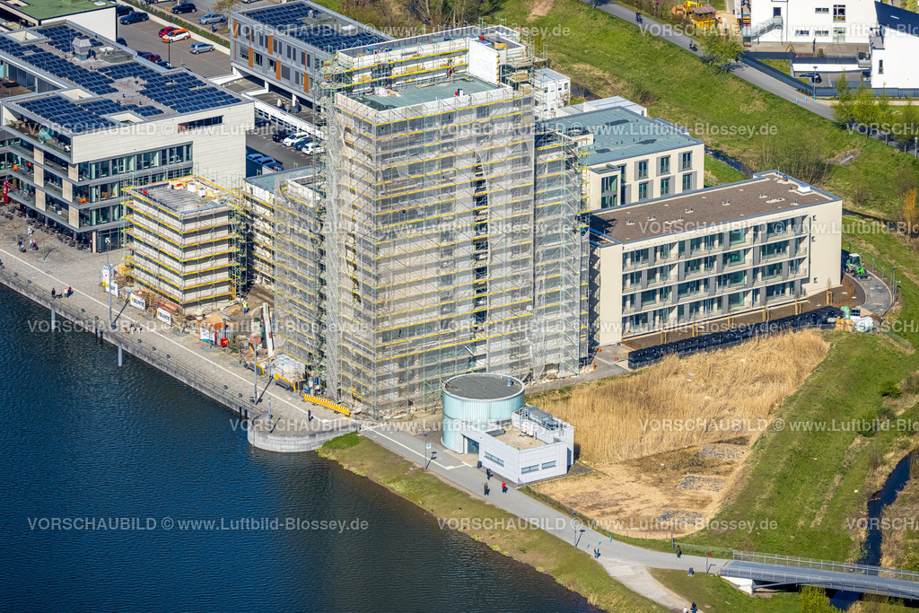 Dortmund220400110 | Luftbild, Baustelle für den Neubau der Comunita Residenz Phoenix See, Seniorenwohnheim Hochhaus H12 am Phoenix-See, Hörde, Dortmund, Ruhrgebiet, Nordrhein-Westfalen, Deutschland