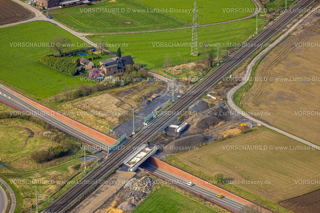 Voerde240309147 | Luftbild, Baustelle Brücke am Hammweg, Ausbau der Betuweroute und Betuwe-Linie Eisenbahnstrecke, Voerde, Nordrhein-Westfalen, Deutschland