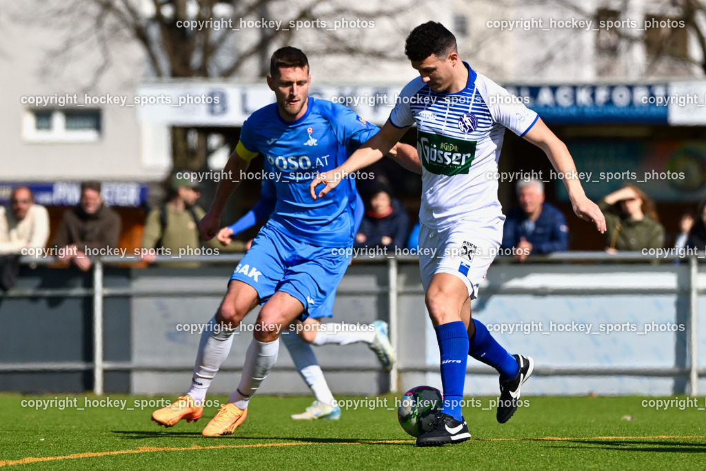 SAK vs. Dellach Gail | #22 Leo Ejup SAK, #11 Saso Kovacevic Dellach Gail, SAK vs. Dellach Gail, SAK vs. Dellach Gail am 22.03.2025 in Klagenfurt (Sportpark Welzenegg), Austria, (Photo by Bernd Stefan)