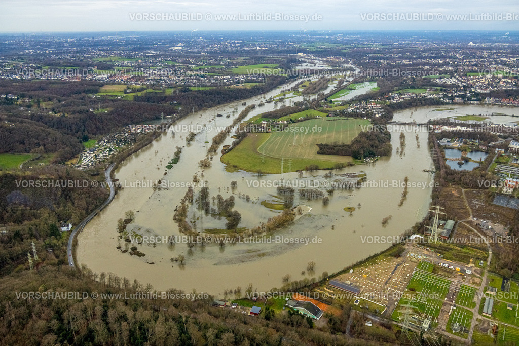 Hattingen231202427Ruhr | Luftbild, Ruhrhochwasser, Weihnachtshochwasser 2023, starke Regenfälle,  Winz, Hattingen, Ruhrgebiet, Nordrhein-Westfalen, Deutschland