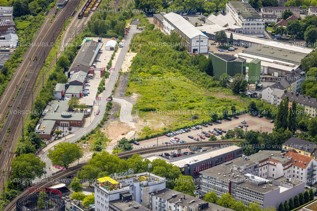 Bochum220603511 | Luftbild, Rotunde und RIFF Veranstaltungen, Gelände für Projekt Bochum 2030-Mission Innenstadt, Gleisdreieck, Bochum, Ruhrgebiet, Nordrhein-Westfalen, Deutschland