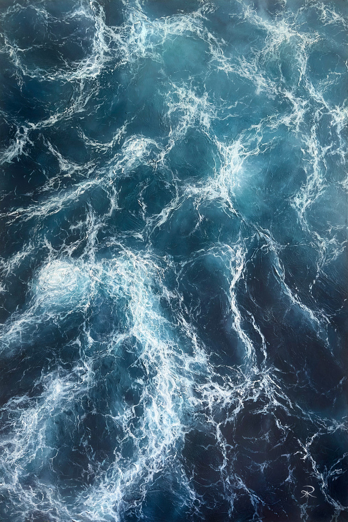 Wild Ocean | Dieses Bild zeigt die Bewegung des Ozeans mit Wellen und tiefen Blautönen. Es inspiriert mich, meine wilde Seite zu entdecken und die ungebändigte Natur zu erleben. Beim genauen Hinsehen offenbaren sich die Strukturen der Wellen, während das Bild aus der Ferne abstrakt wirkt. Diese Dualität fasziniert mich.