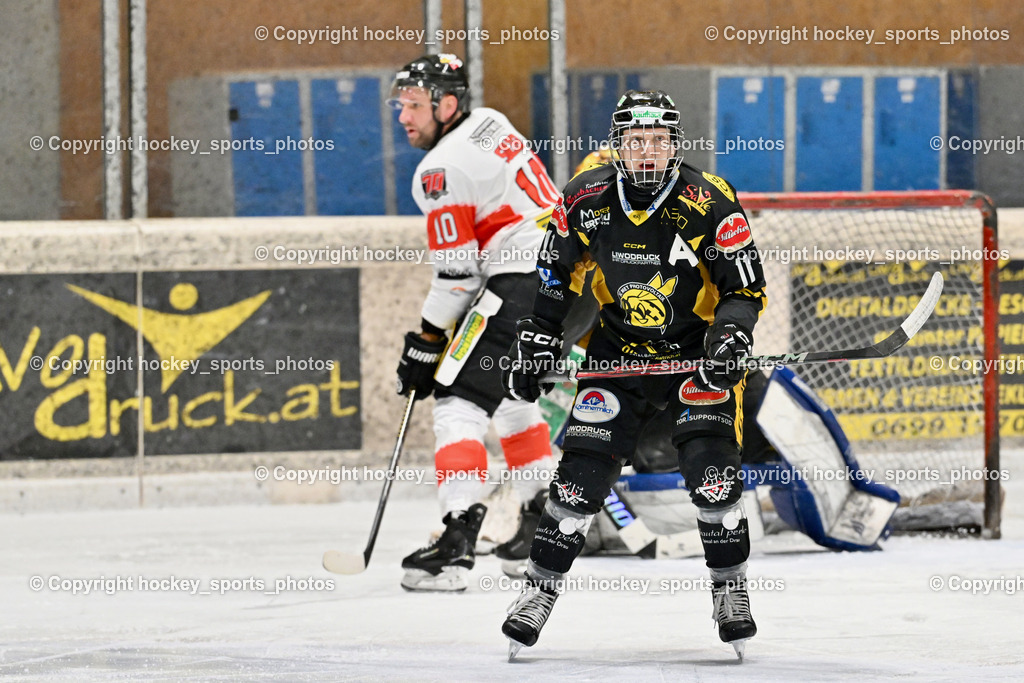 EC MET PHOTOVOLTAIK HORNETS SPITTAL vs. EV ZELTWEG MURTAL LIONS | #11 Kucher Florian EC Hornets Spittal, #10 Sulzer Mario EV ZELTWEG MURTAL LIONS, EC MET PHOTOVOLTAIK HORNETS SPITTAL vs. EV ZELTWEG MURTAL LIONS, EC MET PHOTOVOLTAIK HORNETS SPITTAL vs. EV ZELTWEG MURTAL LIONS am 08.02.2026 in Spittal an der Drau (Eissportzentrum Spittal), Austria, (Photo by Bernd Stefan)