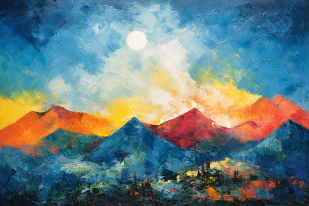 2307098 - Berglandschaft | Stimmungsvolles expressionistisches Bild einer Berglandschaft.