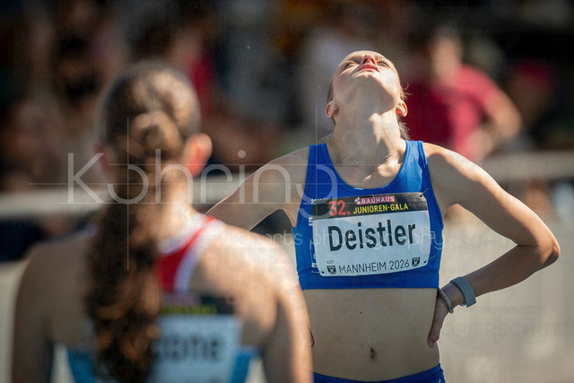 Juniorengala 2026; Mannheim, 13.06.2026 | MANNHEIM, GERMANY - JUNE 13, 2026 :  Helene Deistler (GER/LAC Erdgas Chemnitz) during the Juniorengala 2026 at Michael-Hoffmann-Stadion on June 13, 2026 in Mannheim, Germany.