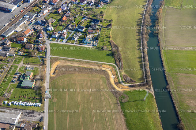 Froendenberg230213854 | Luftbild, Wiesenfläche mit Leithebach am Fluss Ruhr, Ruhrtalradweg, Dellwig, Fröndenberg, Ruhrgebiet, Nordrhein-Westfalen, Deutschland