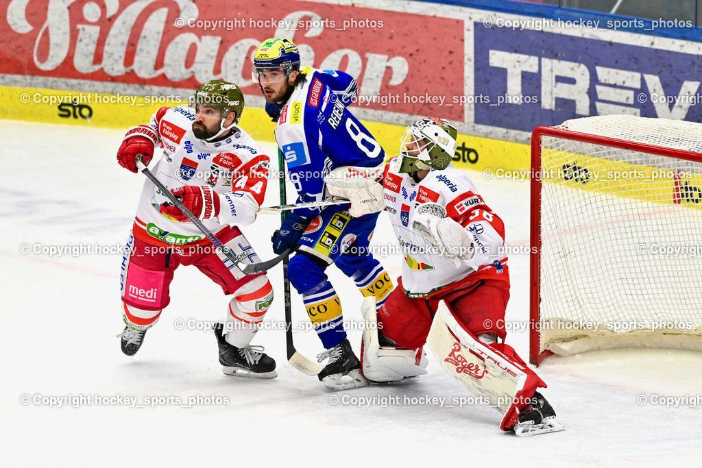 EC IDM Wärmepumpen VSV vs. HCB Südtirol Alperia | #38 Samuel Harvey HCB Südtirol Alperia, #8 Maximilian Rebernig EC VSV, #44 Scott Valentine HCB Südtirol Alperia, EC IDM Wärmepumpen VSV vs. HCB Südtirol Alperia, EC IDM Wärmepumpen VSV vs. HCB Südtirol Alperia am 28.12.2025 in Villach (Stadthalle Villach), Austria, (Photo by Bernd Stefan)