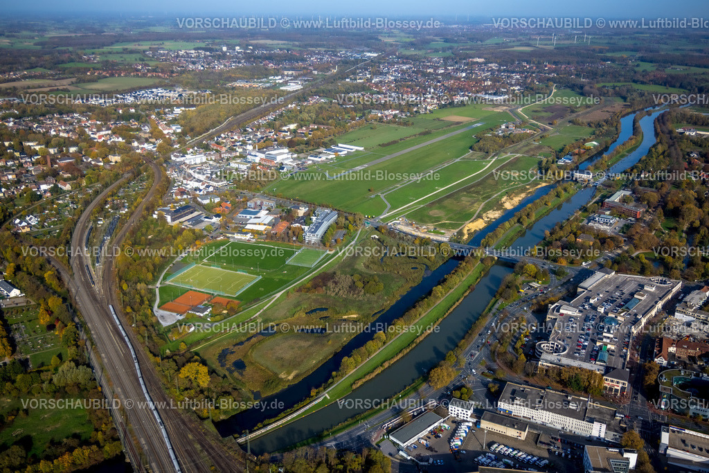 Hamm221017513 | Luftbild, Lippeumbau, Baustelle, Erlebensraum Lippeaue, Flugplatz Hamm-Lippewiesen, Hamm, Ruhrgebiet, Nordrhein-Westfalen, Deutschland