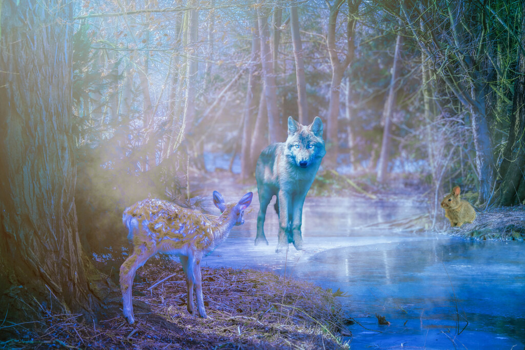 Der Wolf und das Reh | Die schönsten Bilder für Ihre Räume online bestellen! In unseren Bildergalerien findet Sie alles was es für Ihre Räume braucht. Lassen Sie sich überraschen ☺️ - Realisiert mit Pictrs.com