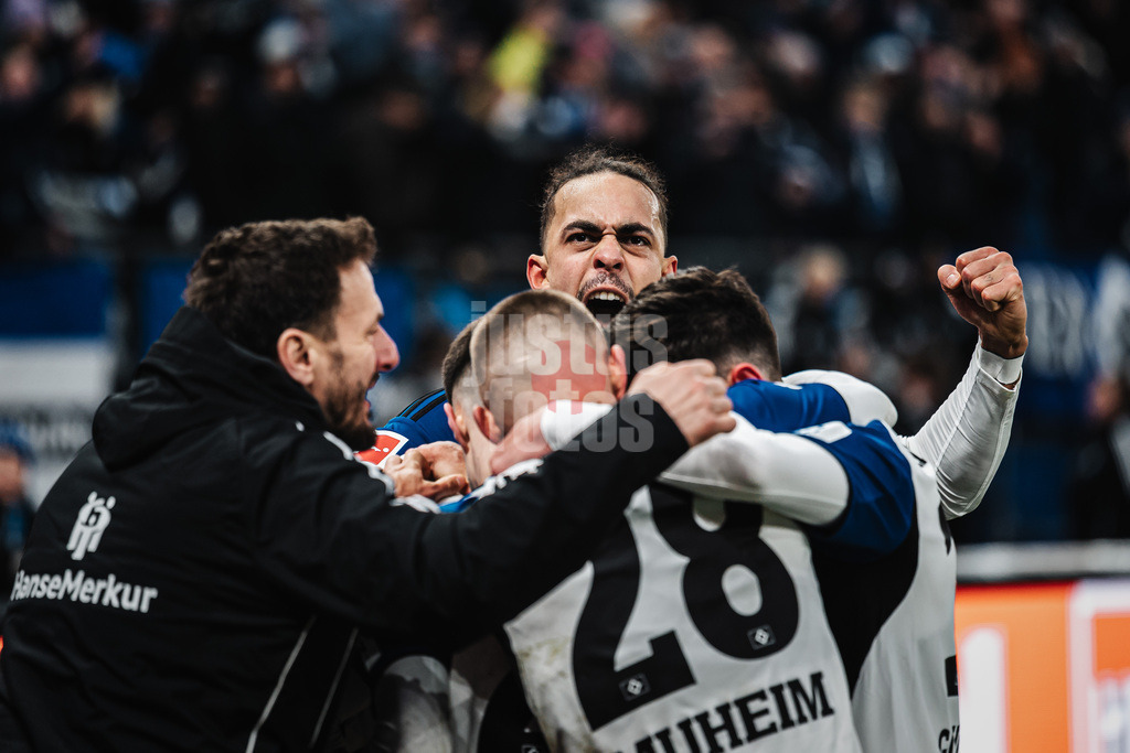 Fußball | Männer | Saison 2025/2026 | 1. Fußball-Bundesliga | 22. Spieltag | Hamburger SV vs. 1. FC Union Berlin | 14.02.2026 | Torjubel HSV, in der Mitte Yussuf Poulsen (#15, HSV)