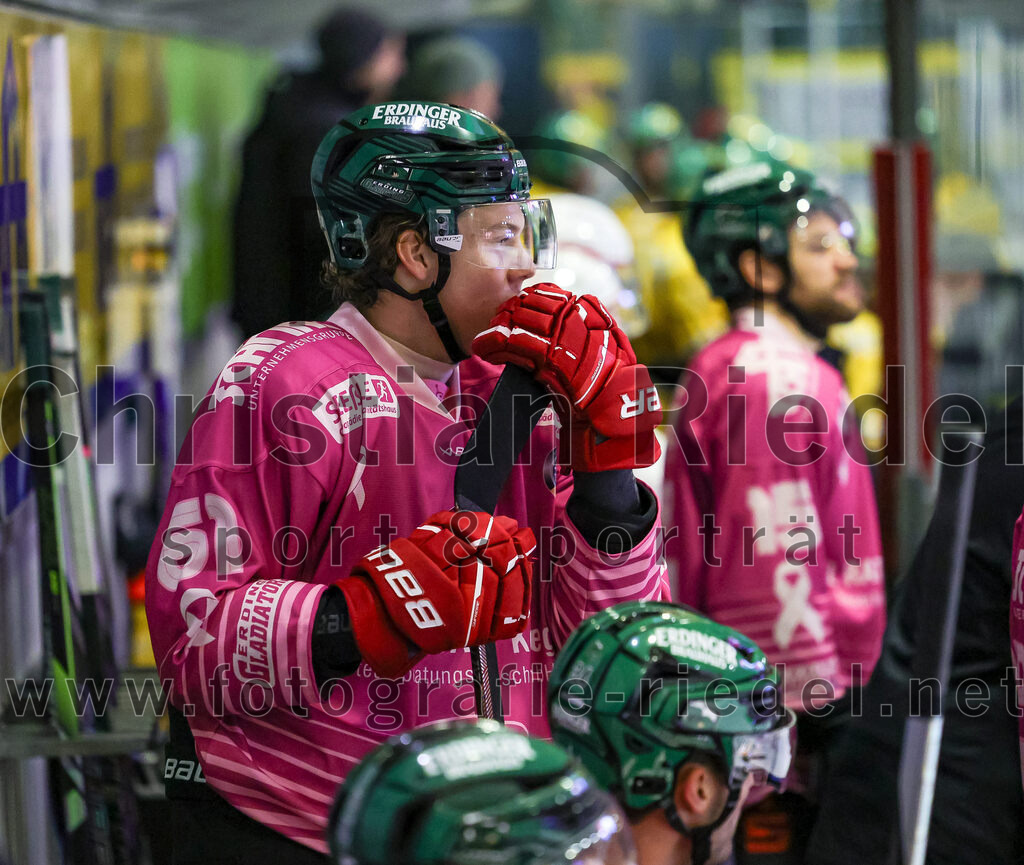 2025-10-28_124_TSV_Erding_gegen_Toelzer_Loewen | Erding, Deutschland, 28.10.2025:Eishockey, Oberliga Süd 2025 / 2026, 13. Spieltag, TSV Erding gegen Tölzer Löwen, Endergebnis: 2:5Moritz Köttstorfer (Erding Gladiators, #61)Foto: Christian Riedel / fotografie-riedel.net