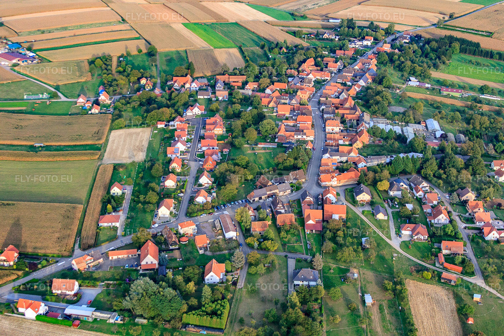 Vue aérienne: Rue de Tilleul à Retschwiller dans le département Bas Rhin, France – .Photo: IMG_53733.jpg prise le 30/09/2012 par Werner Riehm/FLY-FOTO.eu – Résolution de l'original: 4752 x 3168 px