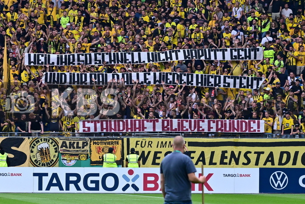 KBS Picture_PhoenixLuebeck-BorDortmund_022 | Borussia Dortmund Fans mit Banner ,Sportplatz :  Volksparkstadion, - Realisiert mit Pictrs.com
