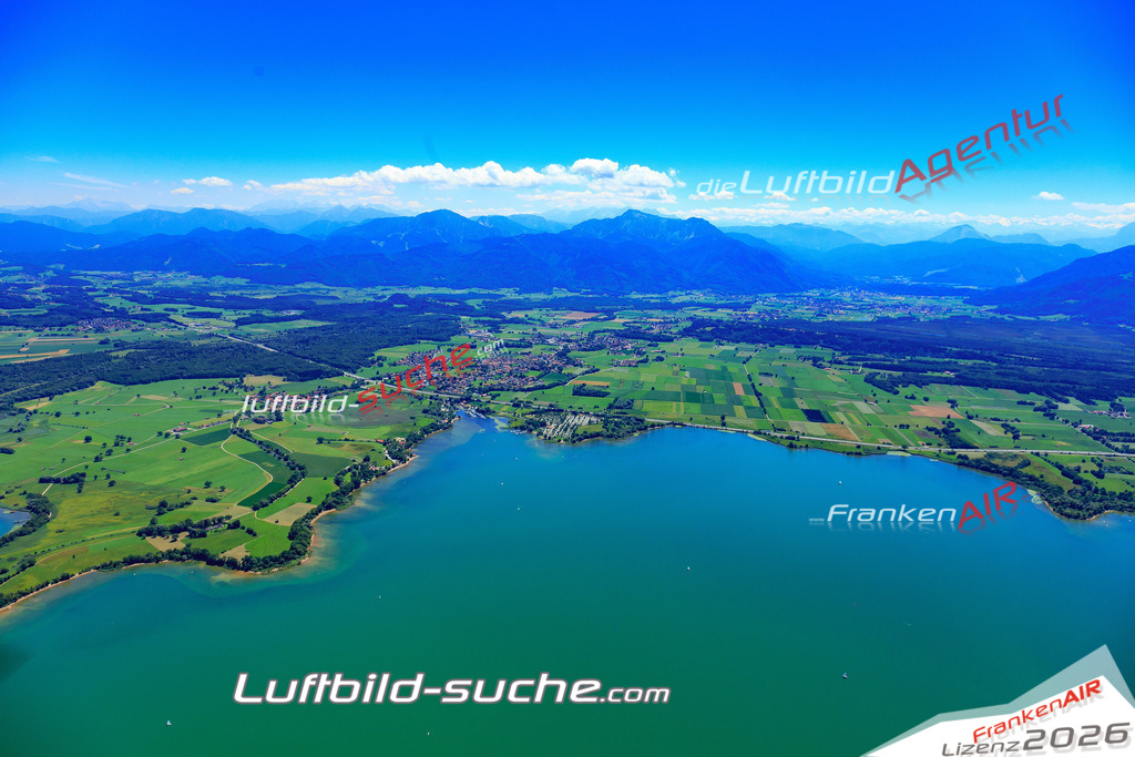 Luftbild von Chiemsee Uebersee - Luftaufnahme wurde 2017 von https://frankenair.de mittels Flugzeug (keine Drohne) erstellt - die Geschenkidee