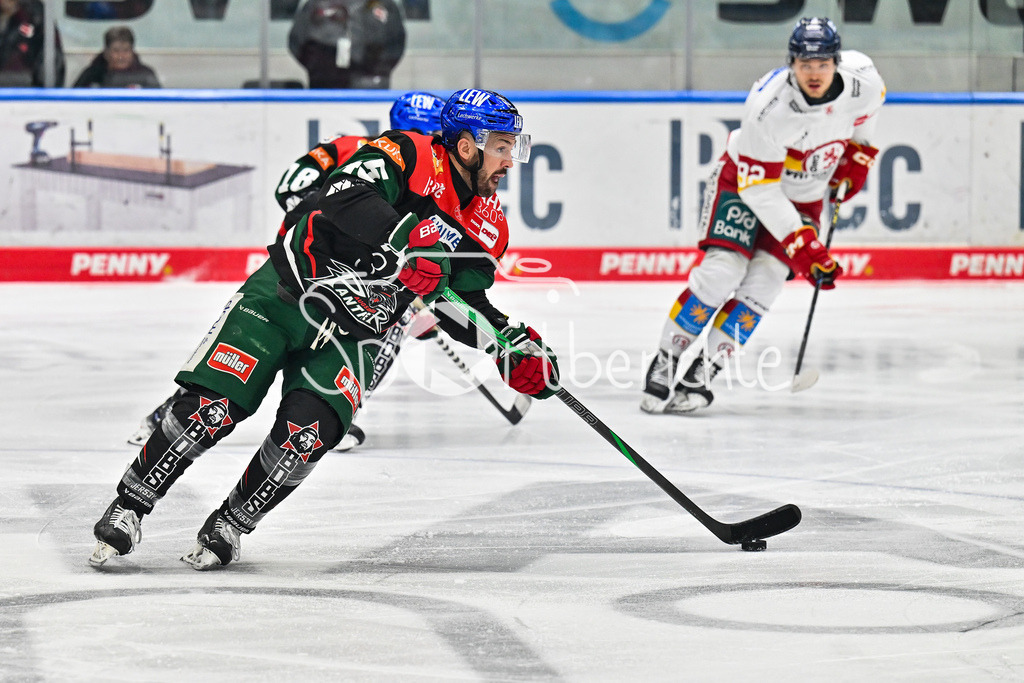 Augsburger Panther - Düsseldorfer EG | am Puck im Mitteldrittel - Jason BAST (Augsburger Panther #45) / DEL: Augsburger Panther - Duesseldorfer EG, Curt Frenzel Stadion am 04.03.2025