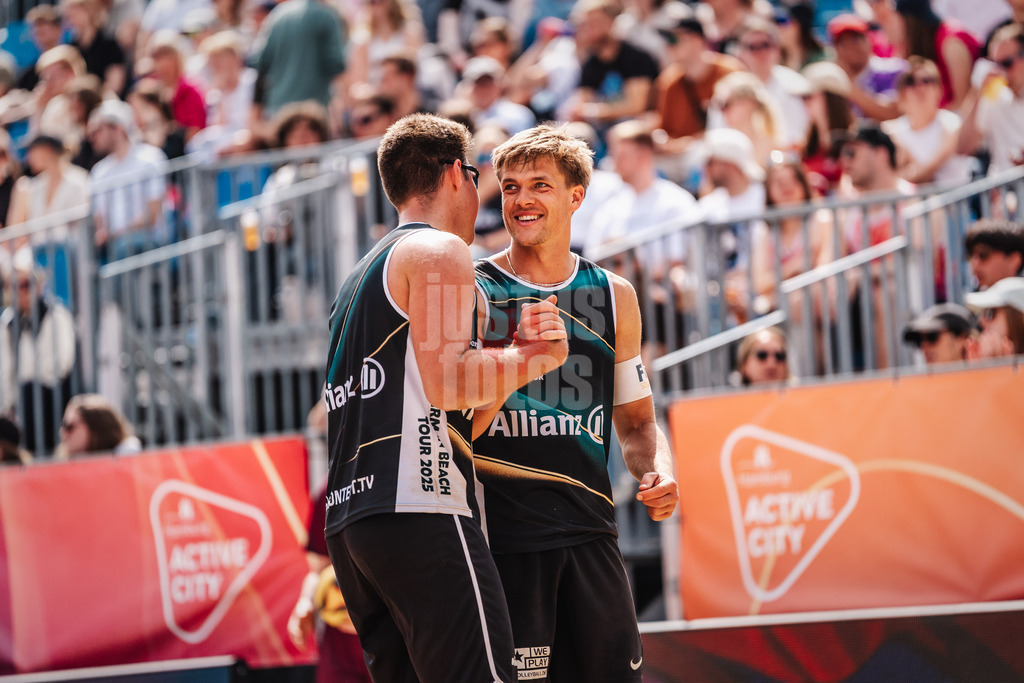Beachvolleyball | Männer | Allianz German Beach Tour 2025 | Tourstop Hamburg | 31.05.2025 | v.l. Jonas Kaminski und Luis Kubo