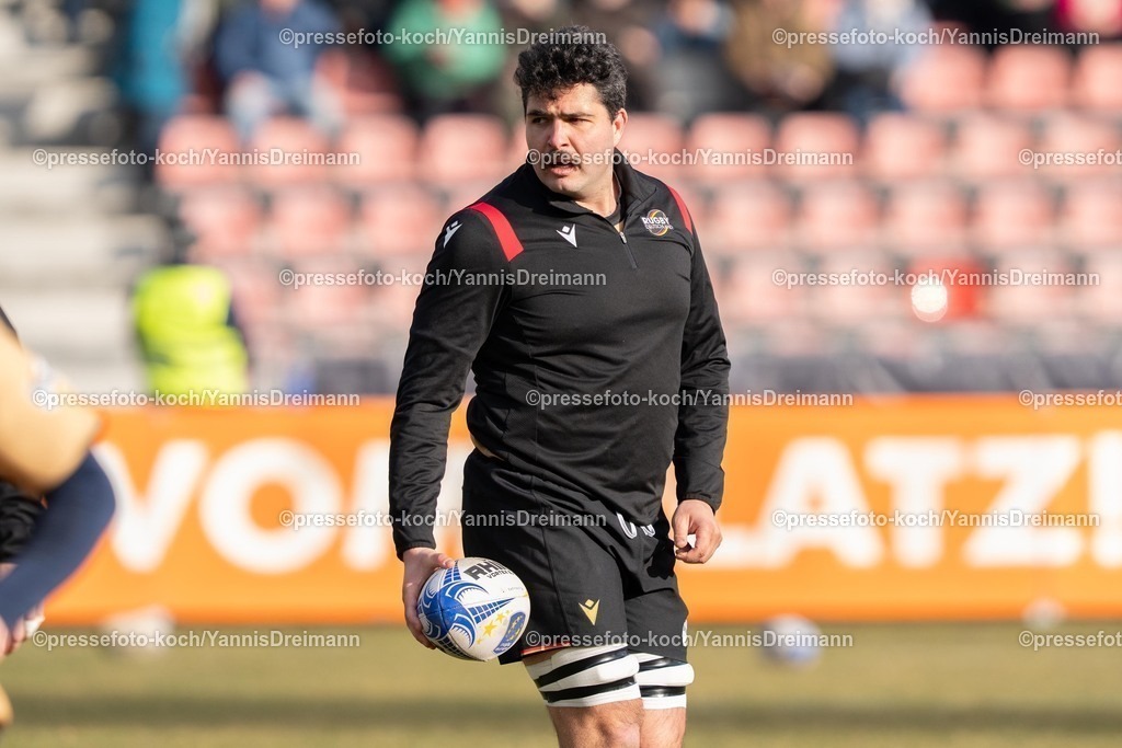 YDR1602250101010 | 16.02.2025, xydrx, Rugby Europe Championship, Deutschland - Belgien, 15er Männer, Auestadion Kassel: Hassan Omar Rayan (Deutschland #19) 