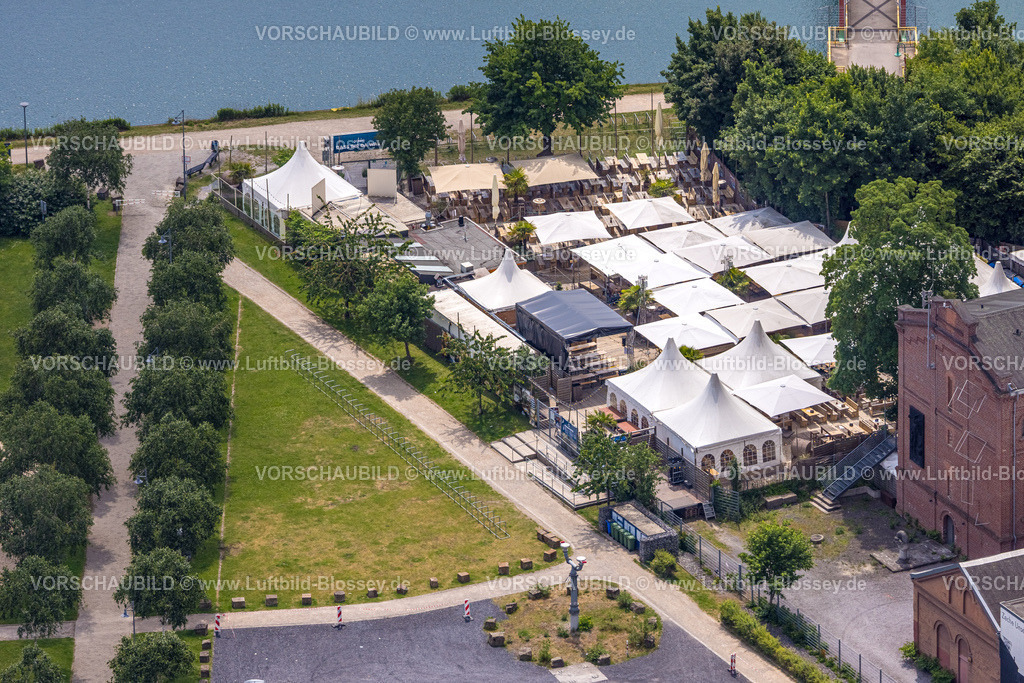 Herne250601437 | Luftbild, Steinmeister's Biergarten - Oskar am Kanal im Kulturpark Unser Fritz, Gelände ehemalige Zeche Unser Fritz, Künstlerzeche Unser Fritz 2/3, Schacht 3, Unser Fritz, Herne, Ruhrgebiet, Nordrhein-Westfalen, Deutschland