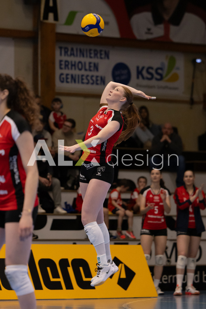 Volleyball I Frauen I Saison 2025-2026 I Volleyball NLA | Women I 1/4 Finals I VC Kanti Schaffhausen - BIWI Volleyball Franches-Montagnes I 21.02.2026 | 3 Sydney Cole (USA) (VC Kanti Schaffhausen) – Pass / Zuspiel - Realisiert mit Pictrs.com