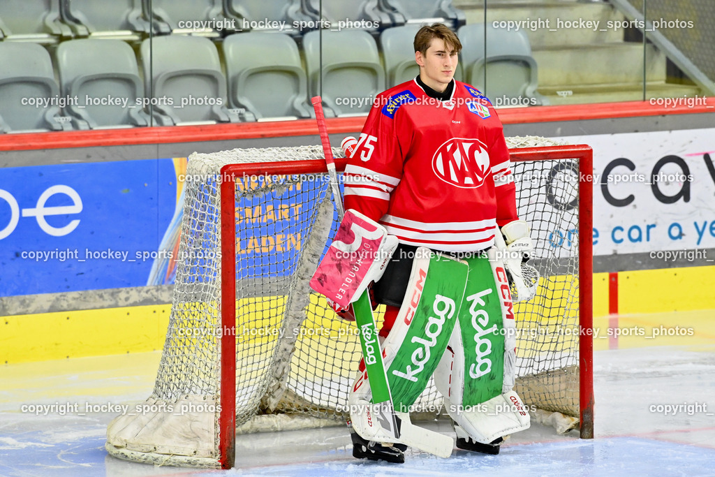 EC KAC Future Team vs. Die Adler Kitzbühl 7.10.2023 | #75 Kropiunig Ralf EC KAC FUTURE TEAM, EC KAC Future Team vs. Die Adler Kitzbühl 7.10.2023, EC KAC Future Team vs. Die Adler Kitzbühl am 07.10.2023 in Klagenfurt (Messehalle Klagenfurt), Austria, (Photo by Bernd Stefan)