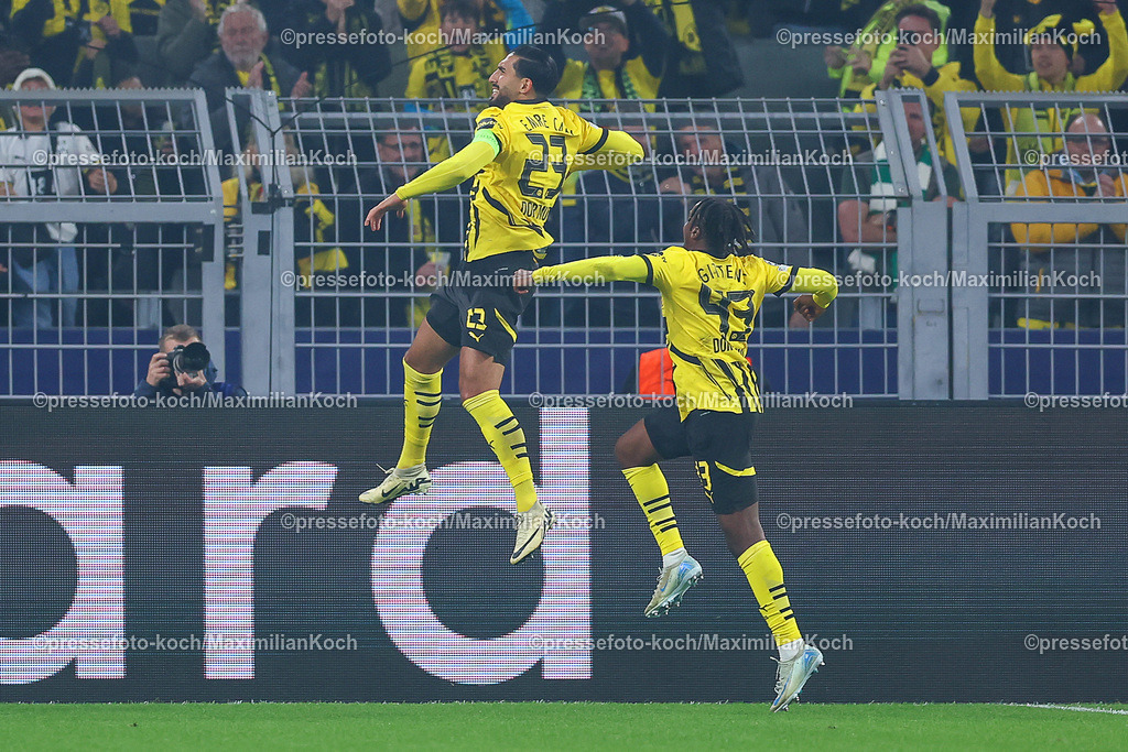 BVB01102401003 | 01.10.2024, Fußball, UEFA Champions League, Borussia Dortmund - Celtic Glasgow, 2. Spieltag, Signal Iduna Park, Saison 2024 2025: Torjubel nach dem 1:0 durch Emre Can (BVB #23)