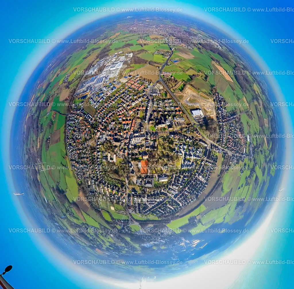 Selm230290015_Bork_Mitte | Luftbild, Übersicht,Fischaugenbild,  Bork, Selm, Ruhrgebiet, Nordrhein-Westfalen, Deutschland