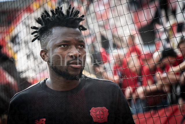 German Bundesliga, Bayer 04 Leverkusen vs. Hamburger SV, 16.05.2026 | LEVERKUSEN, GERMANY - MAY 16, 2026 :  Edmond Tapsoba (Bayer 04 Leverkusen, 12) after the German Bundesliga match on gameday 34 between Bayer 04 Leverkusen vs. Hamburger SV at BayArena on May 16, 2026 in Leverkusen, Germany. DFL REGULATIONS PROHIBIT ANY USE OF PHOTOGRAPHS AS IMAGE SEQUENCES AND/OR QUASI-VIDEO.