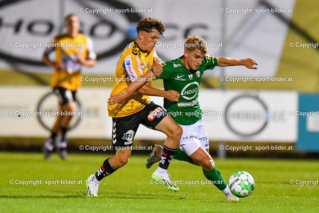 AUT, SPG WSC Hertha / FC Wels vs SV Ried | 22.07.2023, Huber Arena Wels, AUT, OEFB Uniqa Cup, SPG WSC Hertha / FC Wels vs SV Ried, im Bild Alexander Mayr (WSC Hertha) vs Diego Madritsch (Ried)



// OEFB Uniqa Cup Match between SPG WSC Hertha / FC Wels vs SV Ried in Wels, Austria on 2023/07/22