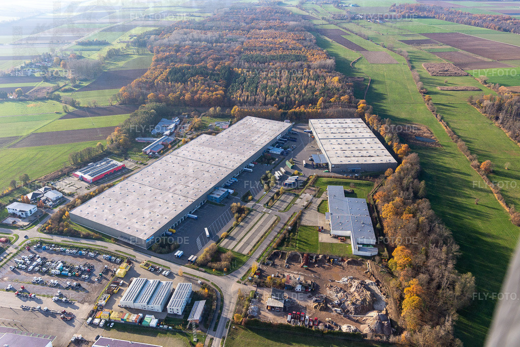 Gewerbegebiet Horst mit Magna Exteriors, Zufall Logistics, STS Group und Thermo Fisher | Luftbild: Gewerbegebiet Horst mit Magna Exteriors, Zufall Logistics, STS Group und Thermo Fisher im Ortsteil Minderslachen in Kandel im Bundesland Rheinland-Pfalz in Deutschland. Foto: IMG_123844.jpg vom 21.11.2020 durch ©2025 Werner Riehm fly-foto.de/copyright - Realisiert mit Pictrs.com