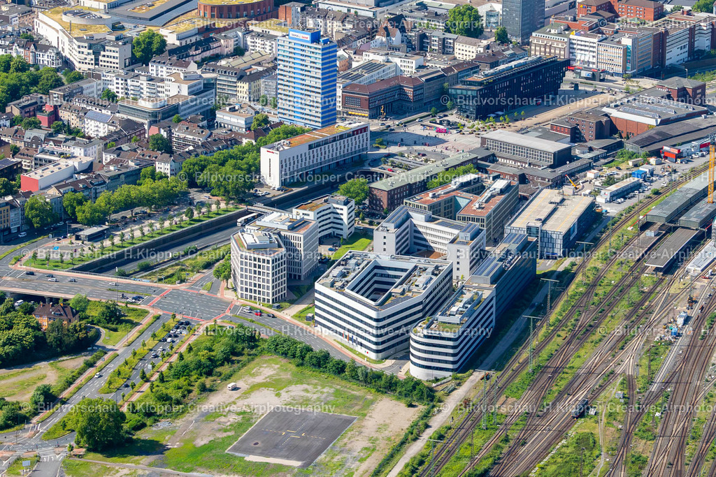 Lufbild Duisburg 439A4461 | Luftbildfotografie und Luftbilder Geschäftshaus "Quartier 1" und "Duisburg Central Office" - DCO an der Koloniestraße - Mercatorstraße - Wuhanstraße in Duisburg im Ruhrgebiet im Bundesland Nordrhein-Westfalen - NRW, Deutschland. - Realisiert mit Pictrs.com