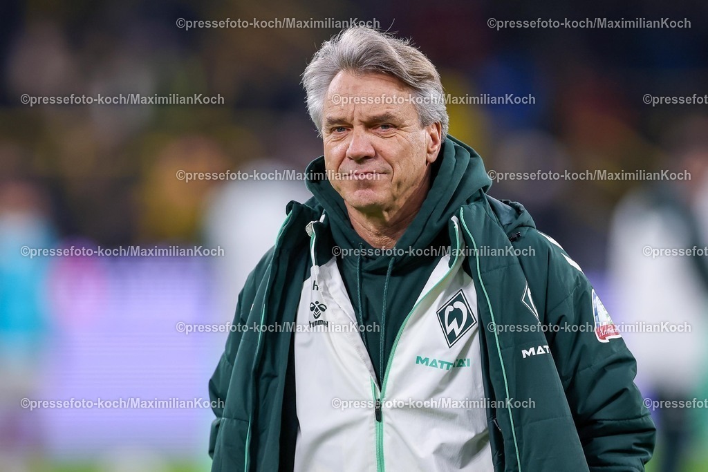 BVB13012601007 | 13.01.2026, Fußball, Borussia Dortmund - SV Werder Bremen,, 1. Fußball Bundesliga, 17. Spieltag, Signal Iduna Park, Saison 2025 2026: Cheftrainer Horst Steffen (SV Werder Bremen #hc)  DFB regulations prohibit any use of photographs as image sequences and or quasi-video.