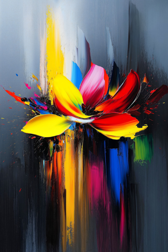 2412025 - Abstrakte Blüte | Eine bunte abstrakte Blüte im Stil eines modernen Gemäldes.