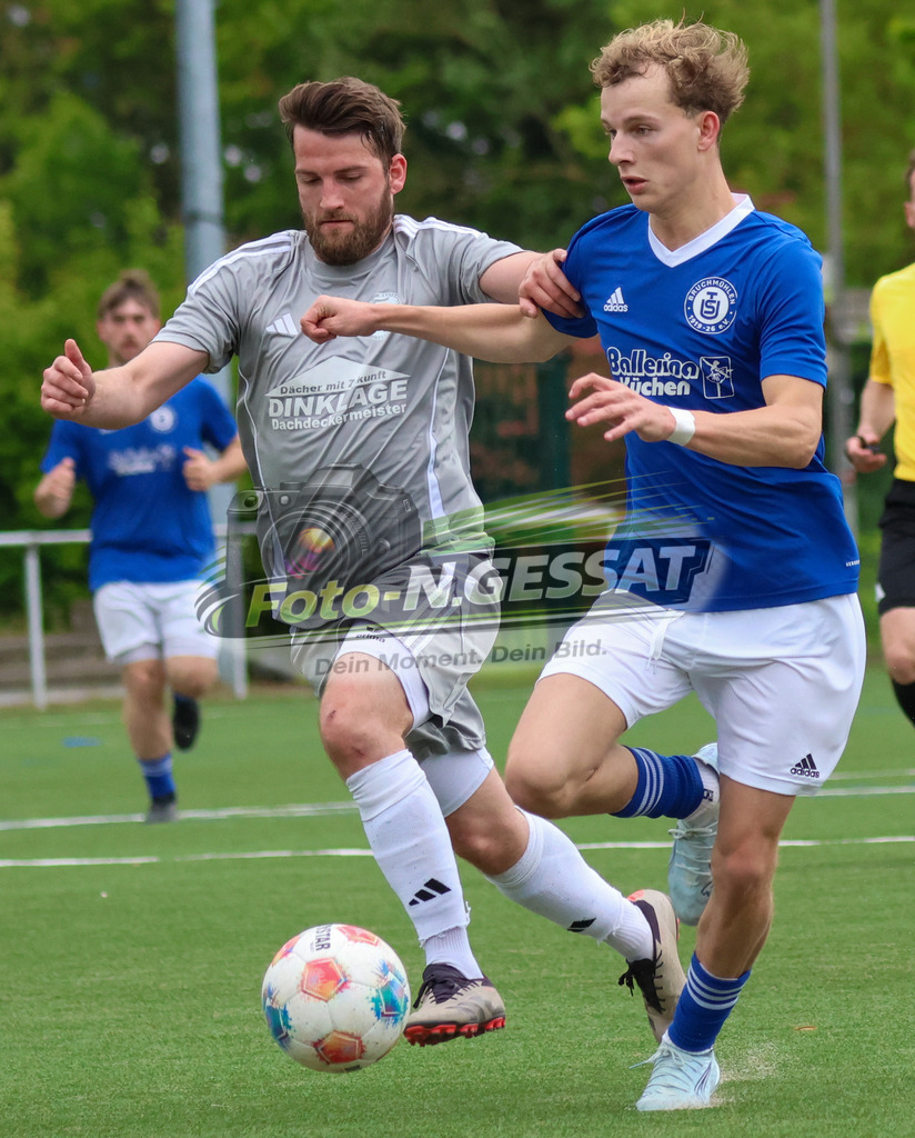 SV Enger-Westerenger - TuS Bruchmühlen | Auf dem Bild zu sehen: grau SV Enger-Westerenger: Danny Alves-Rei ; blau TuS Bruchmühlen: Ben Joris Meyer SV Enger-Westerenger, TuS Bruchmühlen, Saison 25/26, Kreisliga A, Enger, Deutschland - Realisiert mit Pictrs.com
