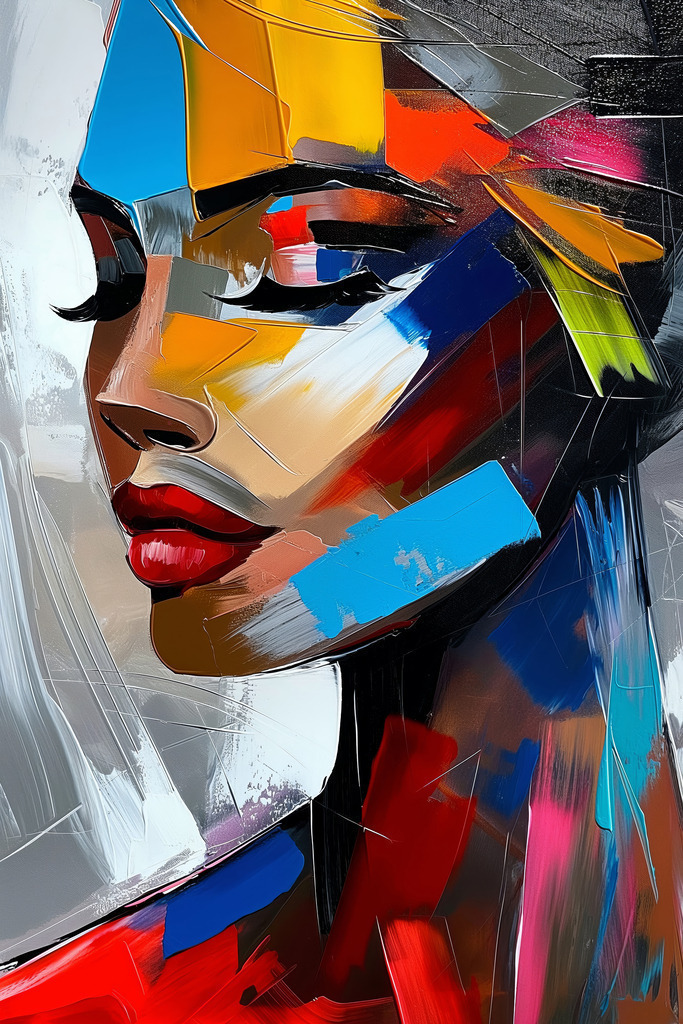 2407027 - Abstraktes Gesicht | Moderne Wandbilder auf Leinwand, Acylglas, Alu-Dibond oder als Poster. Tauchen Sie ein in die Welt KI-generierter Kunstwerke - entdecken Sie hochwertige Kunstdrucke unserer Gemälde, Illustrationen und fotorealistischen Motive.