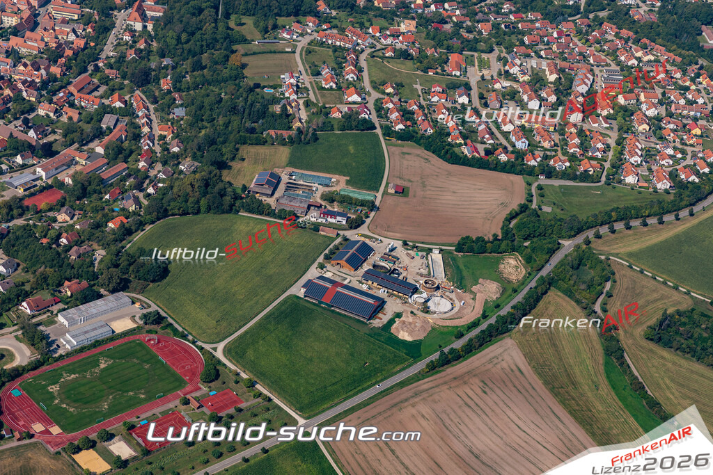 aktuelles Luftbild von  Feuchtwangen - Luftaufnahme wurde 2019 von https://frankenair.de mittels Flugzeug (keine Drohne) erstellt.
