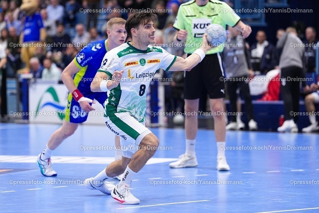 xYDRx22112502028 | 22.11.2025, xydrx, Handball, 1.HBL, VFL Gummersbach - SC DHfk Leipzig, Schwalbe-Arena: Tomas Piroch (SC DHfk Leipzig #7)