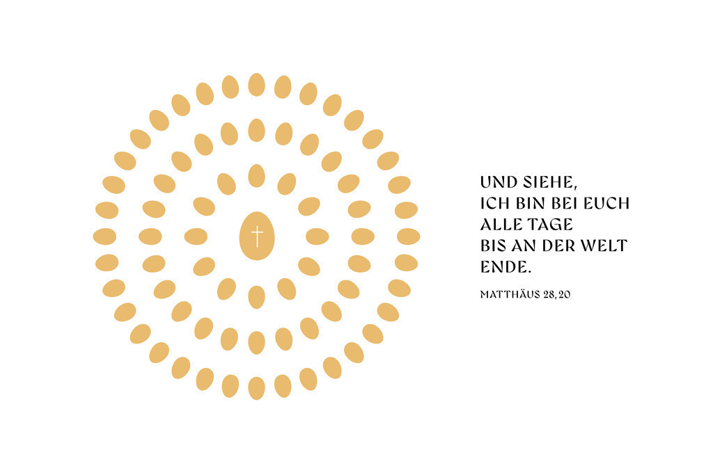 Und siehe, ich bin bei euch alle Tage bis an der Welt Ende. Matthäus 28,20 (Lutherbibel 1912) | ✔ Einzigartiger Designstil von Jonathan Schöps (Master of Arts) +++ ✔ Mit deinem Kauf unterstützt du direkt den selbstständigen Gestalter, unabhängig von Zwischenhändlern +++ ✔ sicher bezahlen per Rechnung, Paypal, Kreditkarte, Vorkasse oder Lastschrift +++ Meine Kunden bewerten undarstellbar mit 4,9/5 ⭐⭐⭐⭐⭐ Sternen.